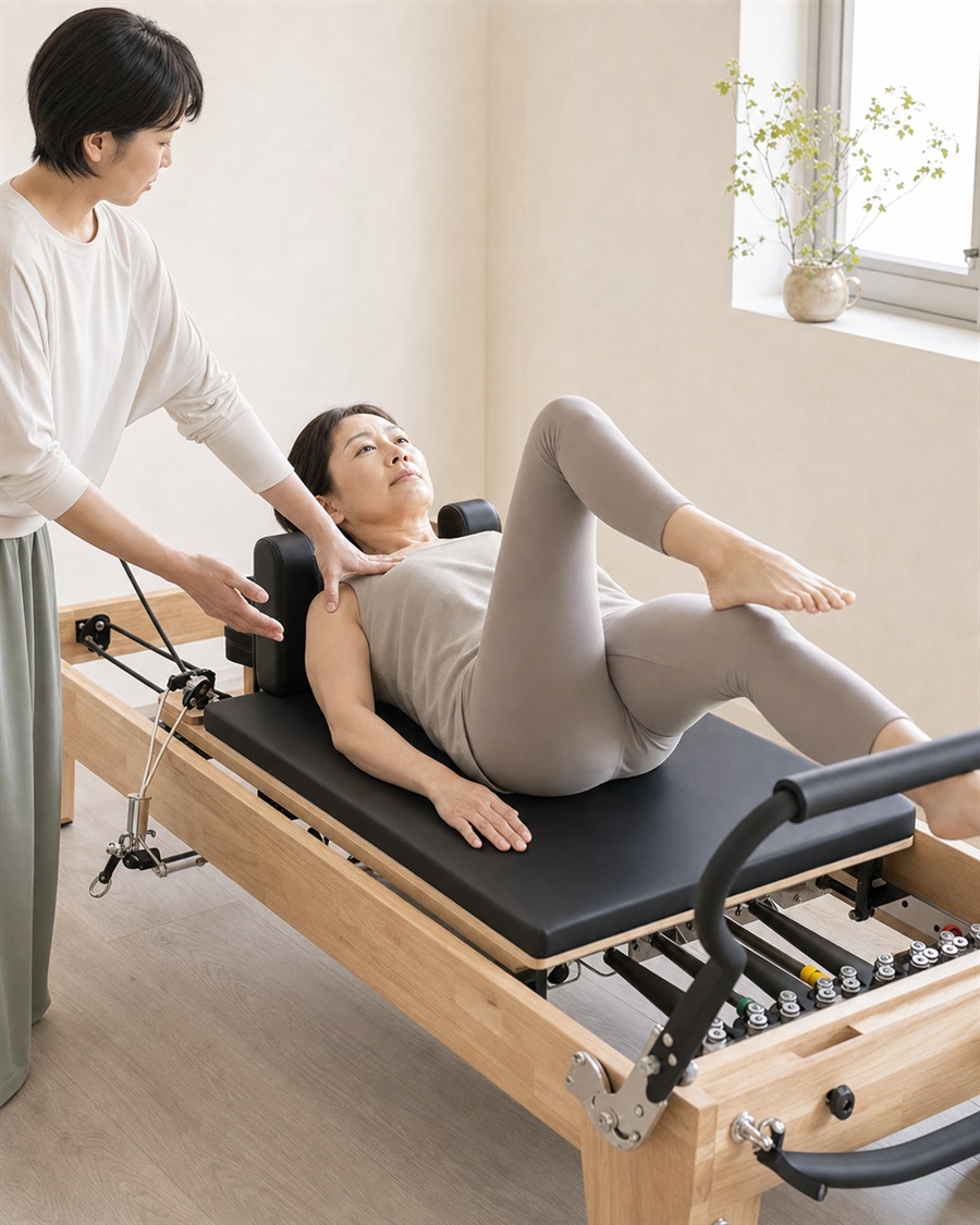 LULU BALANCEのリフォーマーを使ったマンツーマンレッスンの生成イメージ