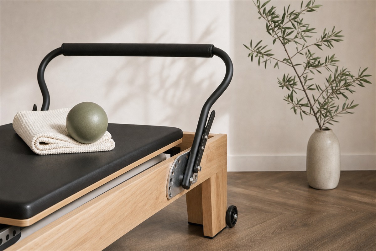 LULU BALANCEのオークフレームリフォーマーと植物を配したスタジオの生成イメージ